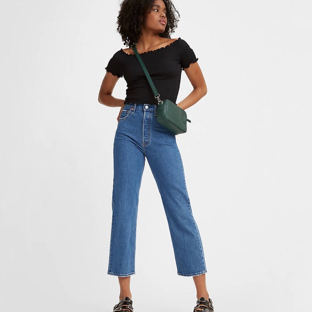 levi's RIBCAGE STRAIGHT ANKLE WOMEN'S JEANS 25 medium wash